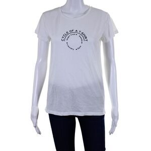 Bassigue Women's Round Neck Short Sleeves Basic Graphic T-Shirt White Size S